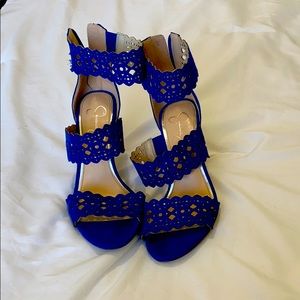 Jessica Simpson blue eyelet heels